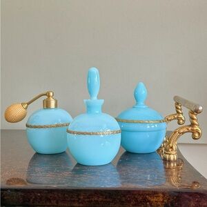 Blue Opaline Vanity Set with Ormolu